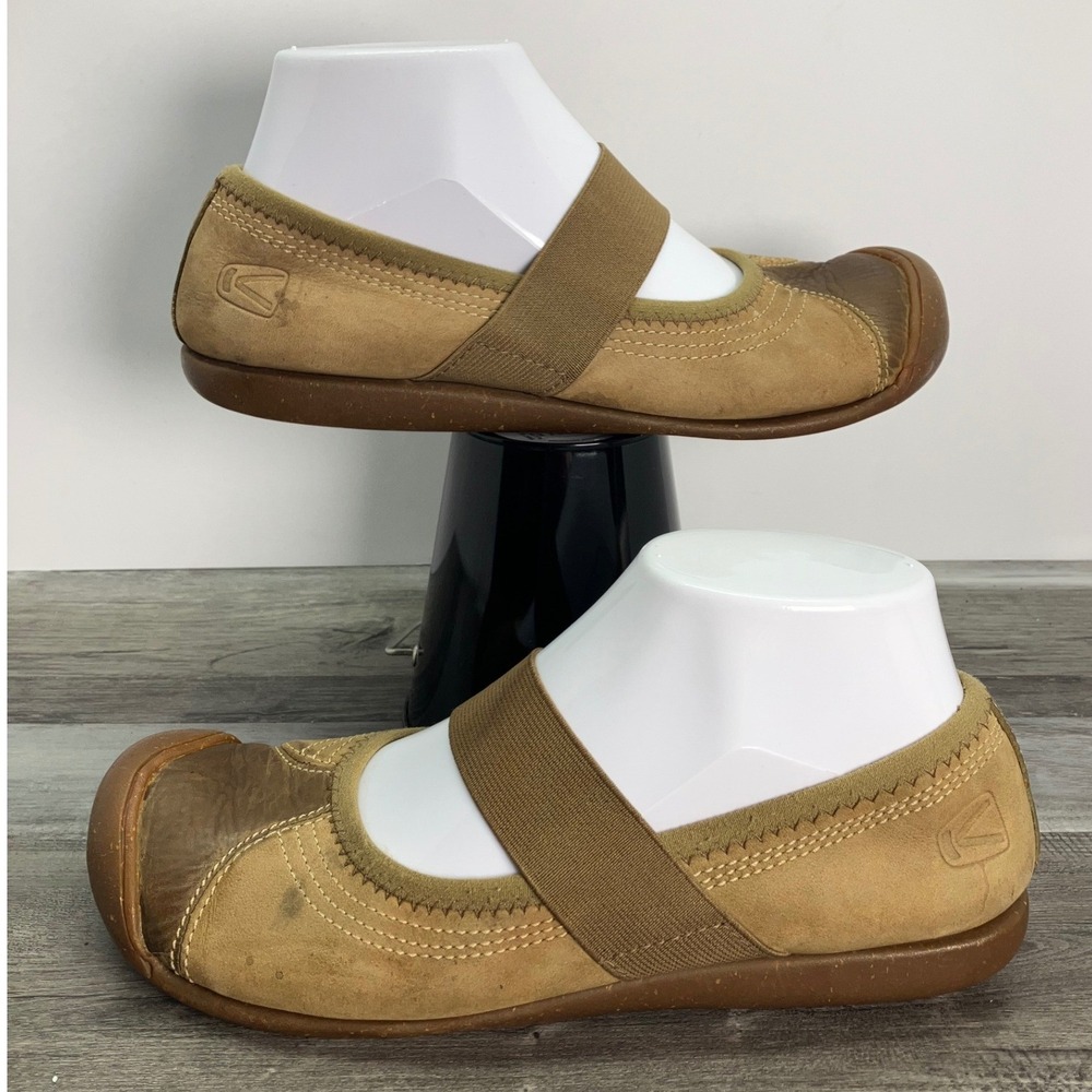 Keen Presidio Mary Jane Tan Nubuck Leather Comfort Flats Womens 7.5 Brown Strap